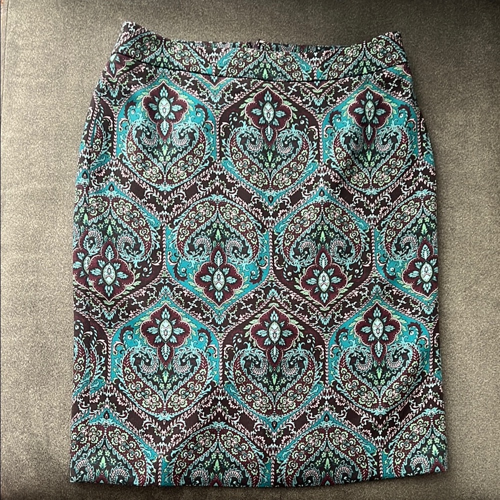 Talbots Paisley Floral Pencil Skirt sz 10